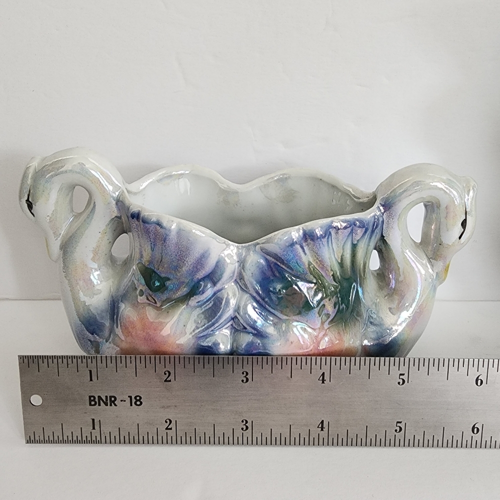 Lusterware Swan Ceramic Vase Set - Picture 16 of 16